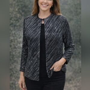 Notations Stunning Black and Silver Jacket With Sewn In Blouse.
